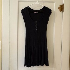 Urban Outfitters Black Short Sleeve Scoop Neck Button-Front Dress